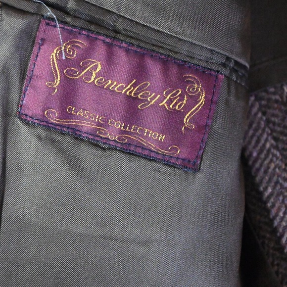 Vtg 90s 46L Red Brown Herringbone Tweed 2 Btn Blazer Suit Jacket Sport Coat - Picture 7 of 10